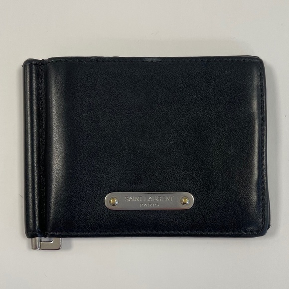 Saint Laurent Preowned Black Leather Bi-Fold Card Case Wallet with Money Clip - Picture 1 of 9